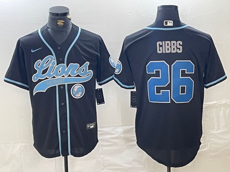 Men Detroit Lions 26 Gibbs Black Joint Name 2024 Nike Limited NFL Jersey style 5